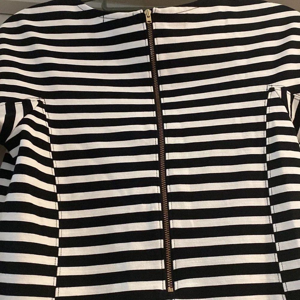 J. Crew Black/White Strip Shift Dress - XS